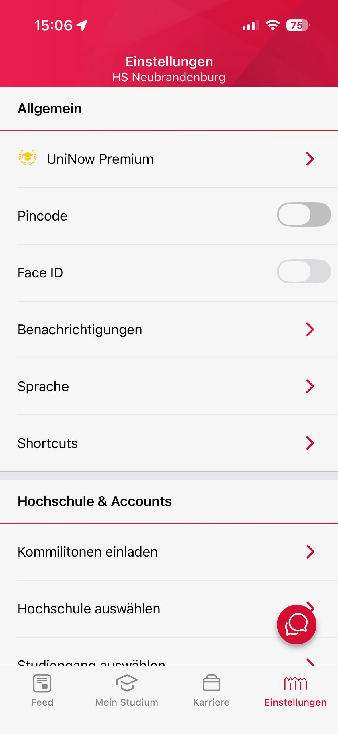 Screenshot Einstellungen - Accounts auswählen