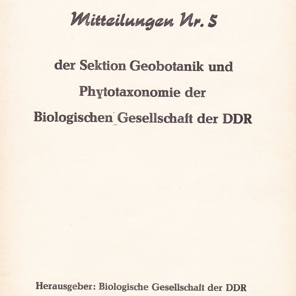 Geobotanik und Phytotaxonomie