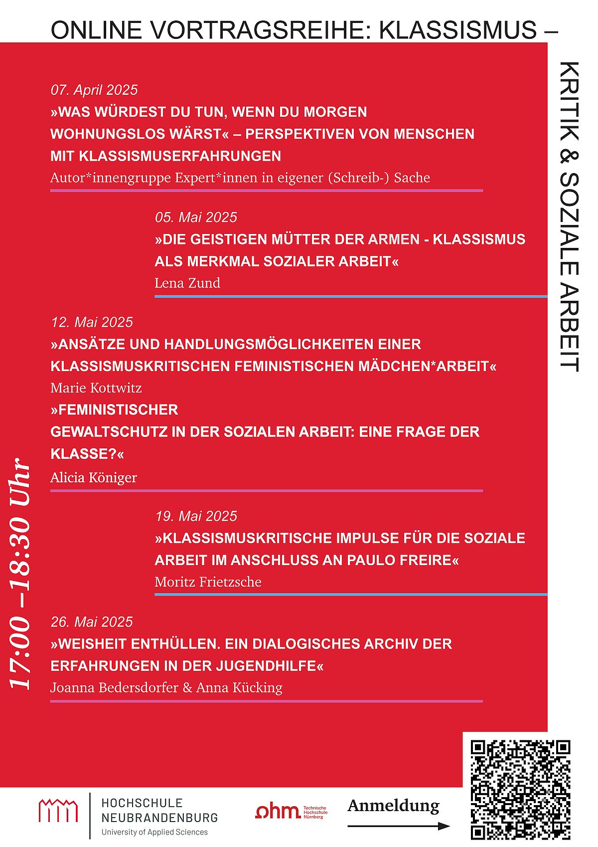 Veranstaltungshinweis: Online Vortragsreihe "Klassismuskritik & Soziale Arbeit"