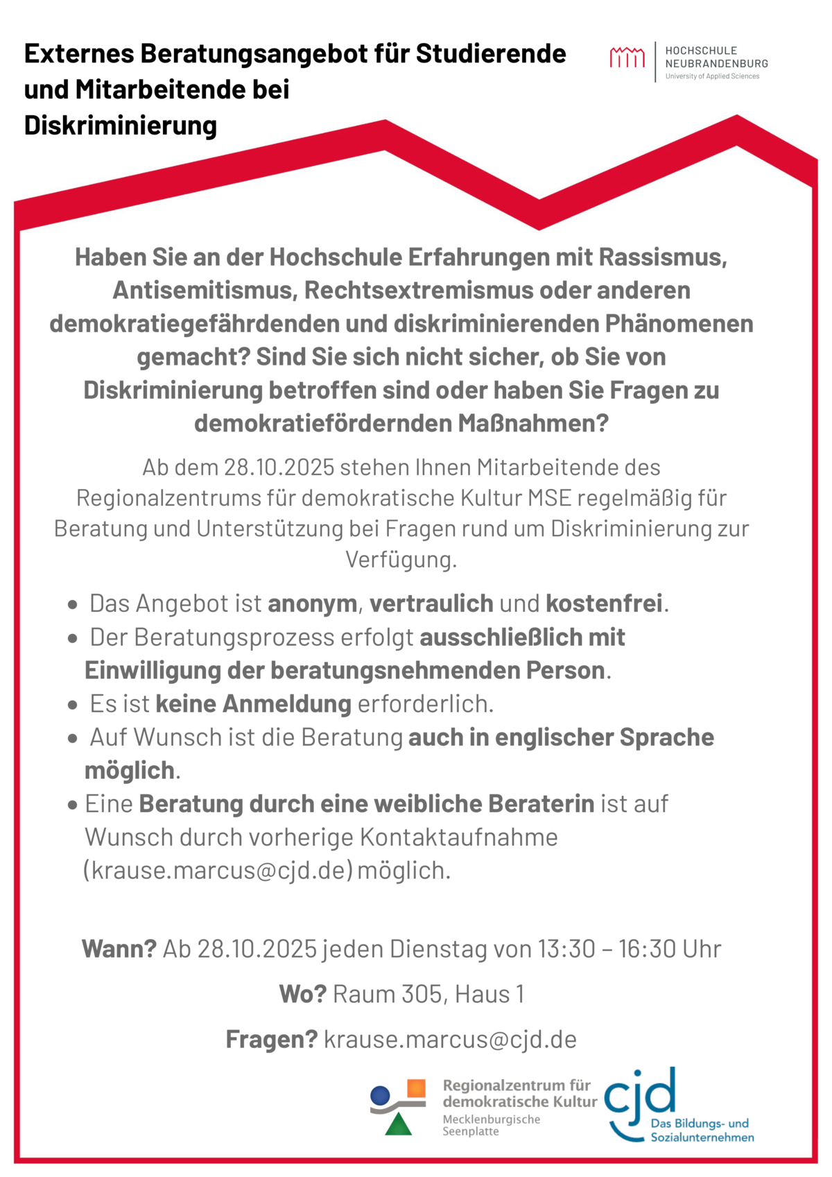 Beratungsangebot bei Diskriminierung