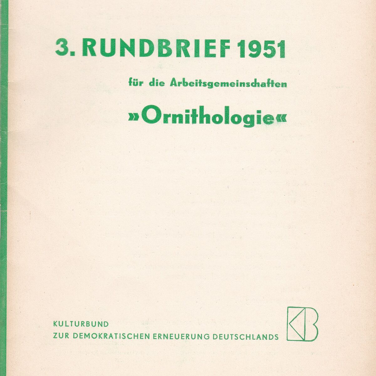 Rundbrief für die AG "Ornithologie"