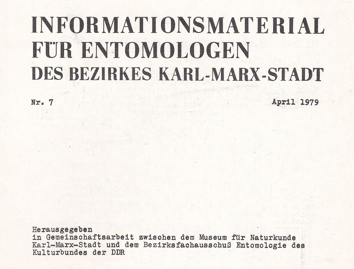 Informationsmaterial für Entomologen des Bezirkes Karl-Marx-Stadt