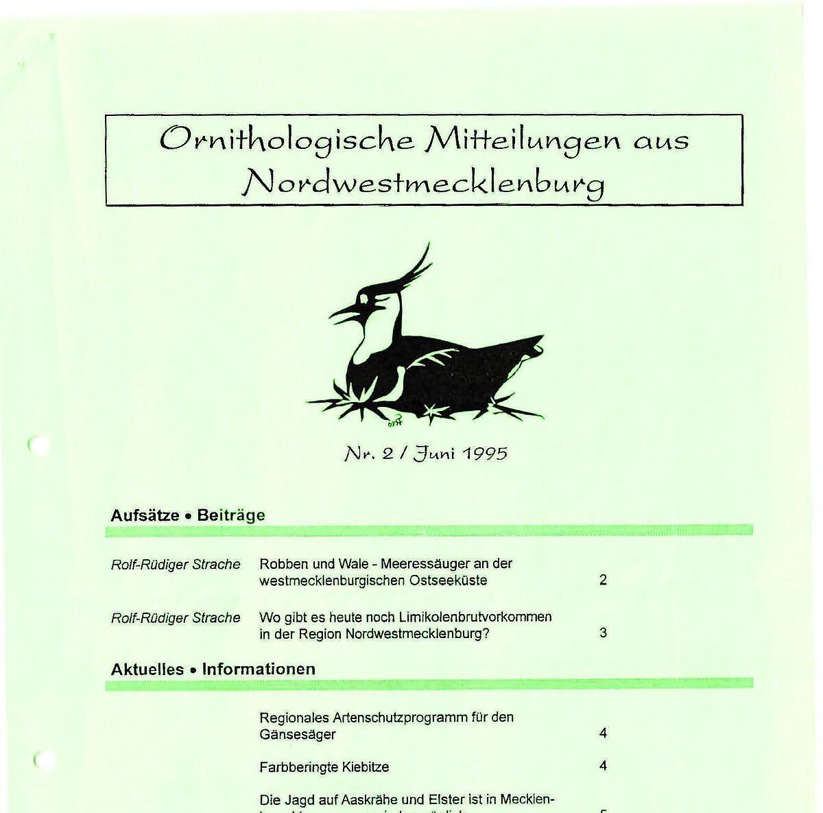 Ornithologische Mitteilungen aus Nordwestmecklenburg