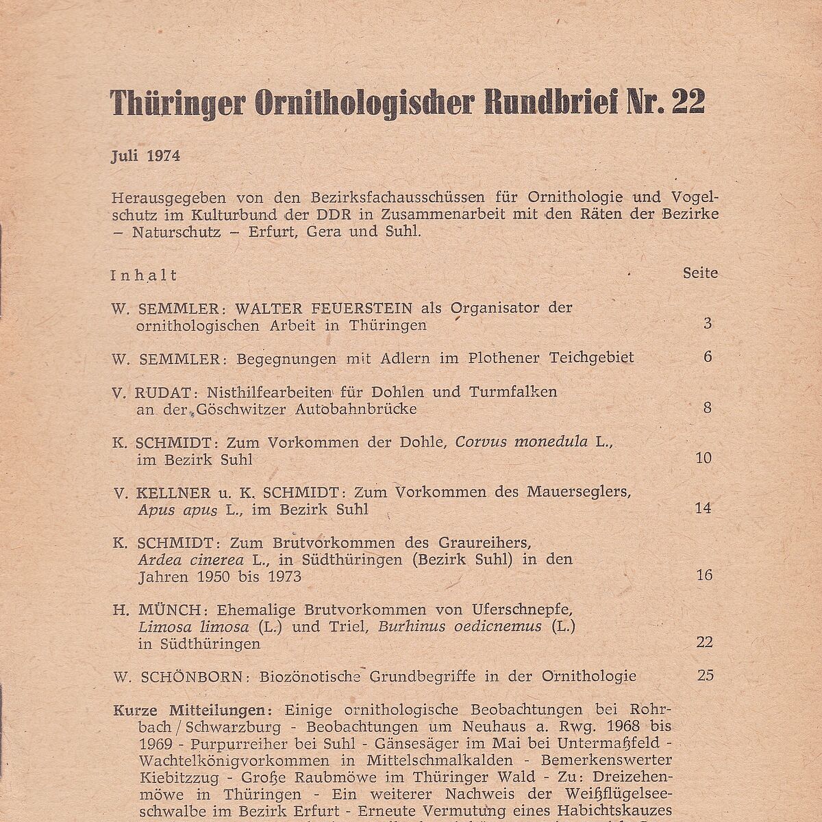 Thüringer Ornithol. Rundbrief