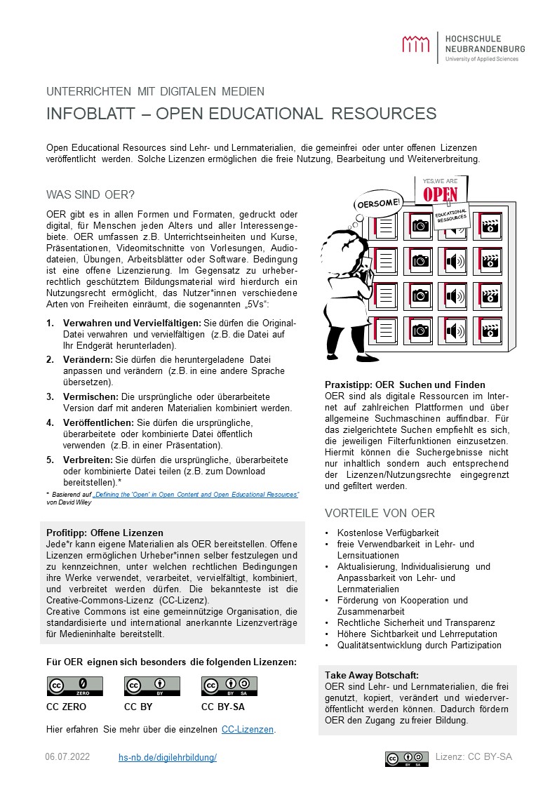 Das Infoblatt zum Thema OER